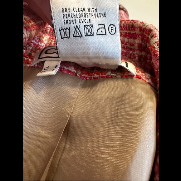 CARLISLE Tweed Blacker Jacket Coat Pink Red Orange Ivory Wool Silk Suit Career - Picture 11 of 12